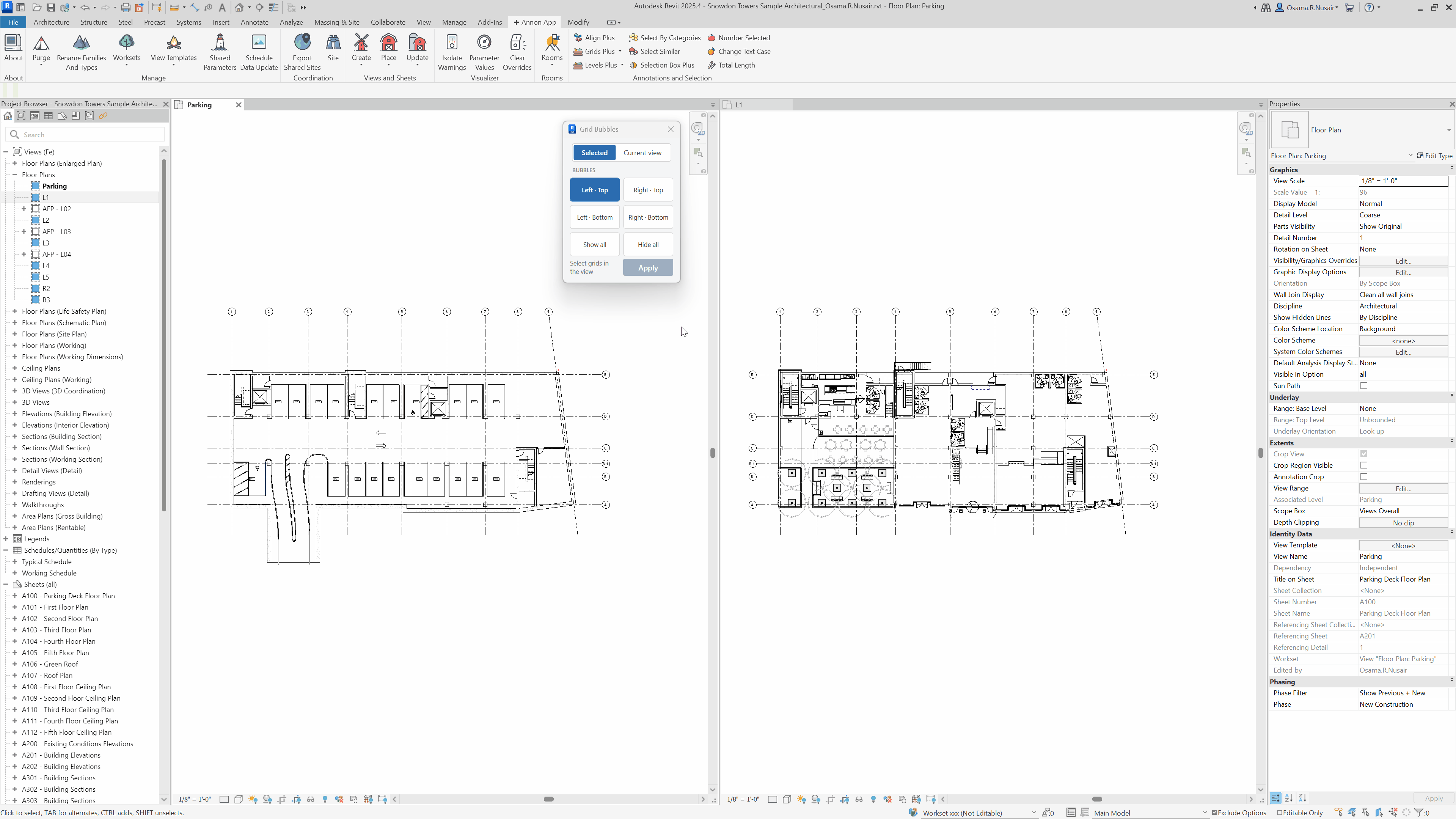 Grids Bubble showing and hiding grid bubbles in a view