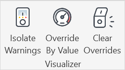 Clear Overrides dialog with Clear User Overrides, Clear Isolate Warnings, Clear Override By Value options